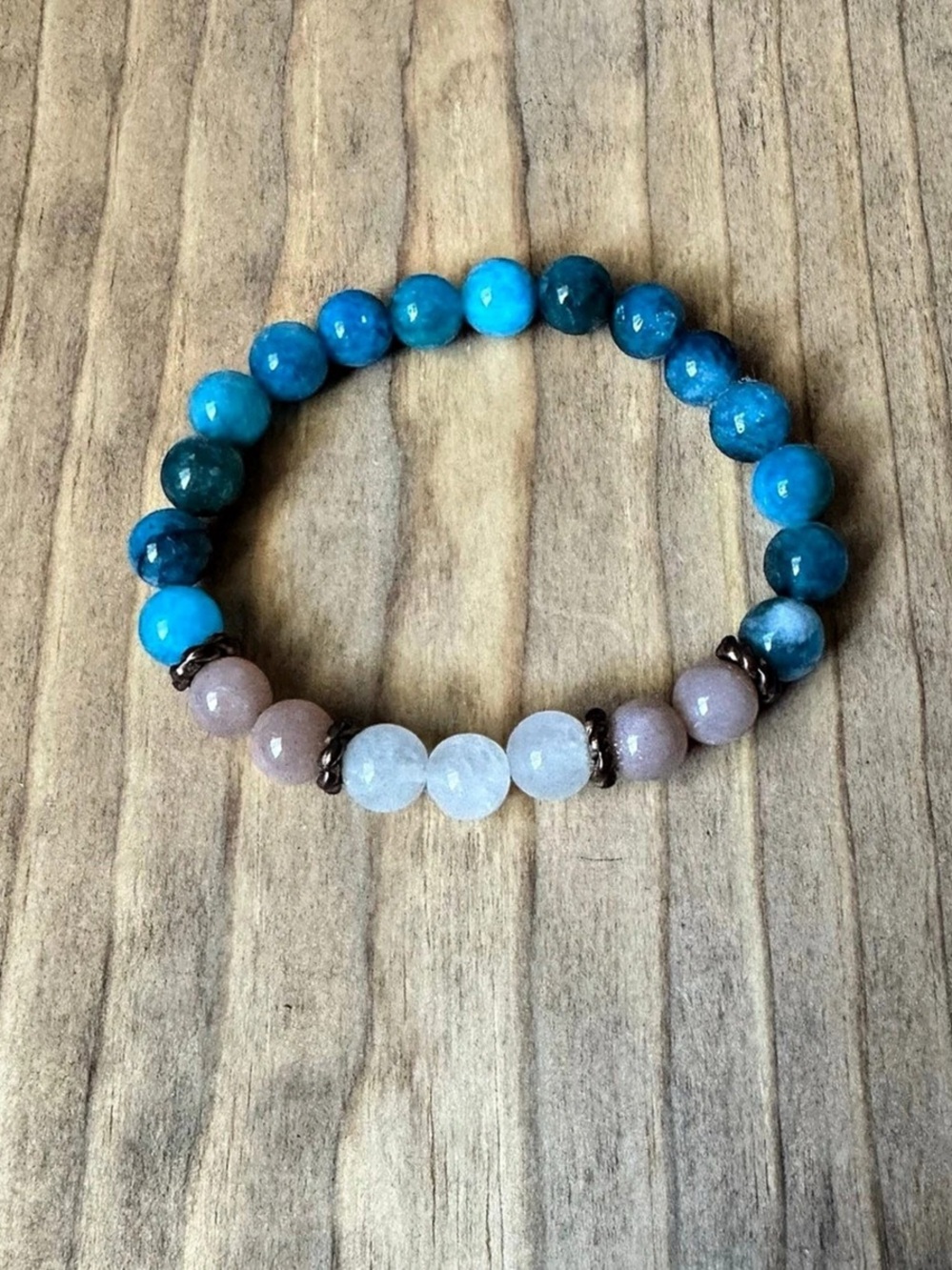 Evolve Mala Self Expression Apatite Sunstone Beaded Bracelet